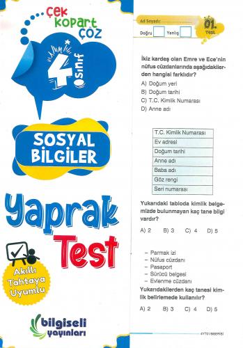 4. Sınıf Sosyal Bilgiler Yaprak Test - Komisyon | Bilgiseli - 97862571