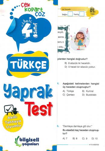4. Sınıf Türkçe Yaprak Test - Komisyon | Bilgiseli - 9786257155397