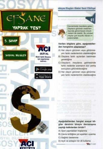5. Sınıf Sosyal Bilgiler Yaprak Test Efsane - Komisyon | Açı - 9786051