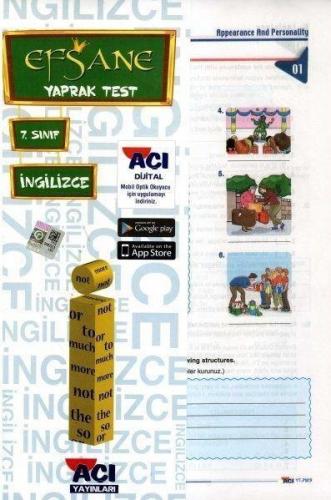 7. Sınıf İngilizce Yaprak Test Efsane - Paket | Açı - 9786051875293