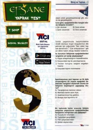 7. Sınıf Sosyal Bilgiler Yaprak Test