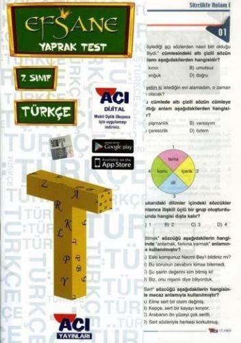 7. Sınıf Türkçe Yaprak Test Efsane - Komisyon | Efsane - 9786257824637