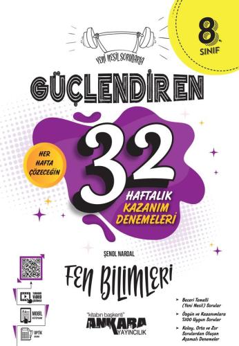 8. Sınıf Fen Bilimleri 32 Haftalık Kazanım Denemeleri Güçlendiren (iadesiz)