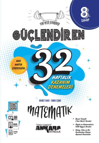 8. Sınıf Güçlendiren 32 Haftalık Matematik Kazanım Denemeleri (iadesiz