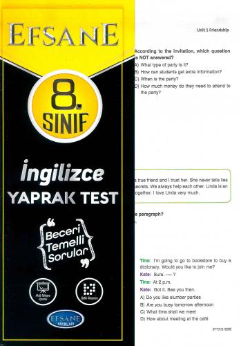 8. Sınıf İngilizce Yaprak Test - Komisyon | Efsane - 9786257824606