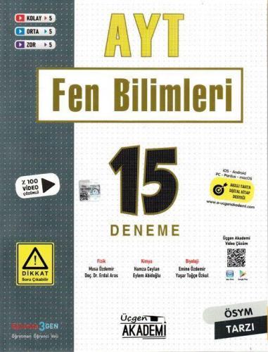 Ayt Fen Bilimleri 15 Deneme - Komisyon | Üçgen Akademi - 9786257152365