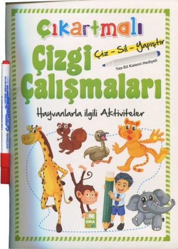 Çıkartmalı Çizgi Alıştırmaları Hayvanlar - Kolektif | Ema Çocuk - 9786