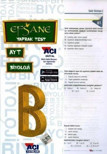 Yks Ayt Biyoloji Yaprak Test Efsane - Komisyon | Açı - 9786051876269